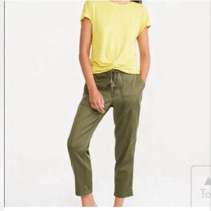 Lou & Grey For Loft Pants Capri Pockets Olive Green Cotton Rayon Medium